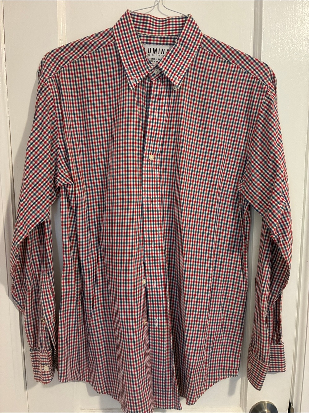 Lumina Clothing Men's Red & Blue Check Button-Down Shirt
